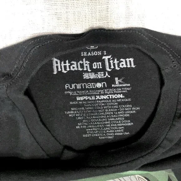 Attack On Titan Shirt Men L Black Captain Levi Season 3 Anime Graphic Tee Fan - Picture 4 of 9